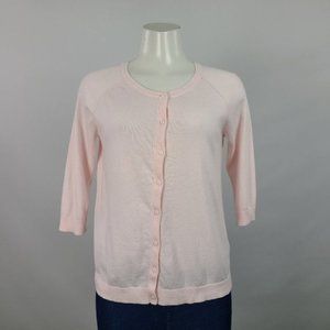 R Essentials Soft Pink Cotton Button Up Cardigan Size M